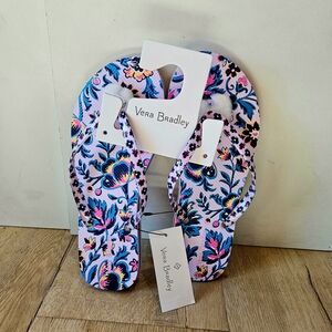 Vera Bradley Cloud Vine, Blue and Pink And Orange Floral Flip Flop Sandals